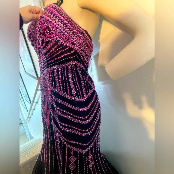 NWT Rachel Allan black & pink Formal Gown - Picture 11 of 14